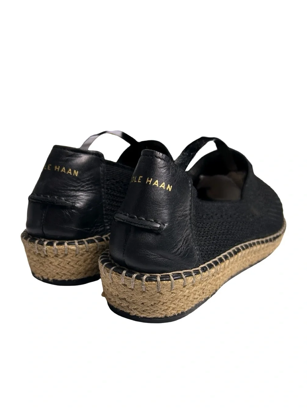 Cole Haan Cloudfeel Stitchlite Black Knit Espadrille Slip-On Flats. Sz 8.5